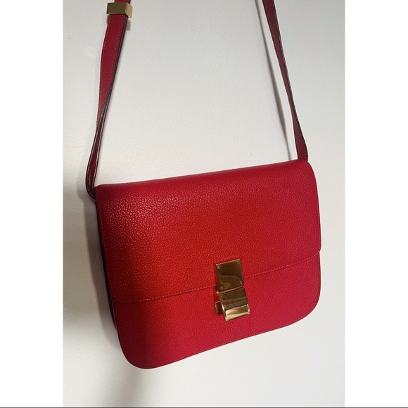 $4500 Celine medium box bag shoulder bag Phoebe Philo classic icon red pebbled - Picture 3 of 10